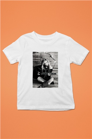 Avril Lavigne Baskılı Beyaz Unisex Çocuk Tişört