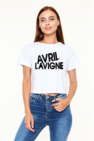 Avril Lavigne Beyaz Croptop Tişört