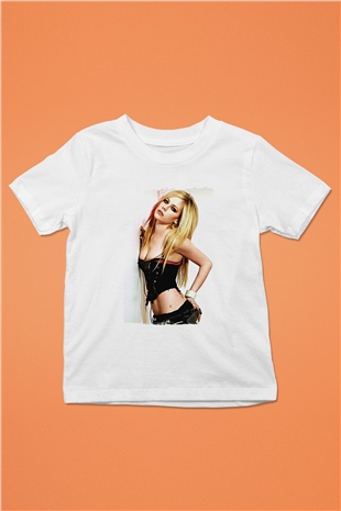 Avril Lavigne Beyaz Unisex Çocuk Tişört