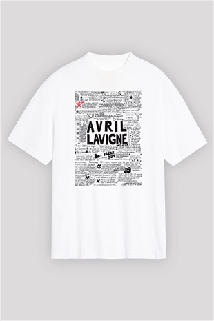 Avril Lavigne Beyaz Unisex Oversize Tişört T-Shirt
