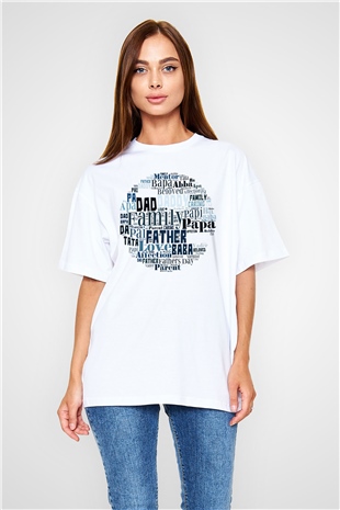 Babalar Günü Beyaz Unisex Oversize Tişört T-Shirt