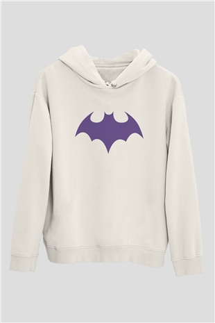 Batgirl Beyaz Unisex Kapşonlu Sweatshirt
