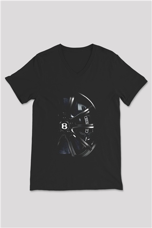 Bentley Siyah Unisex V Yaka Tişört T-Shirt