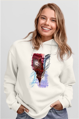 Big Ben Beyaz Unisex Kapşonlu Sweatshirt
