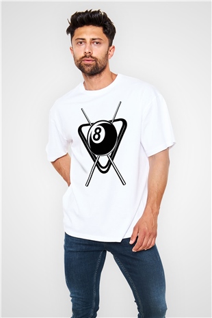 Bilardo Beyaz Unisex Tişört T-Shirt - TişörtFabrikası
