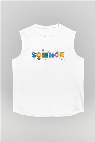 Bilim Atom Mıknatıs Baskılı Unisex Beyaz Kolsuz Tişört