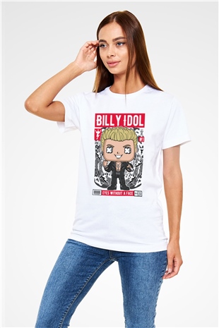 Billy Idol Baskılı Unisex Beyaz Tişört
