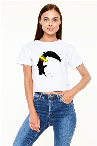 Bob Marley Beyaz Croptop Tişört