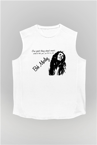 Bob Marley Beyaz Unisex Kolsuz Tişört