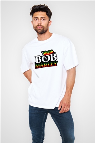 Bob Marley Beyaz Unisex Oversize Tişört T-Shirt