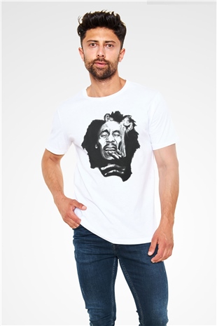 Bob Marley Beyaz Unisex Tişört T-Shirt - TişörtFabrikası