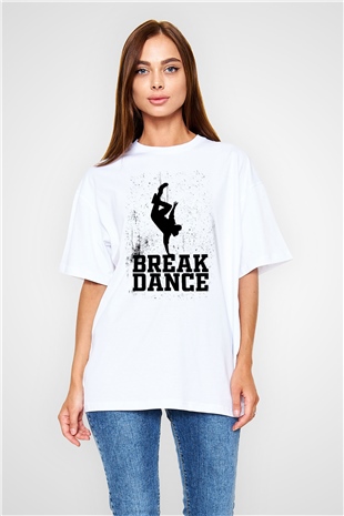 Breakdans Beyaz Unisex Tişört T-Shirt - TişörtFabrikası