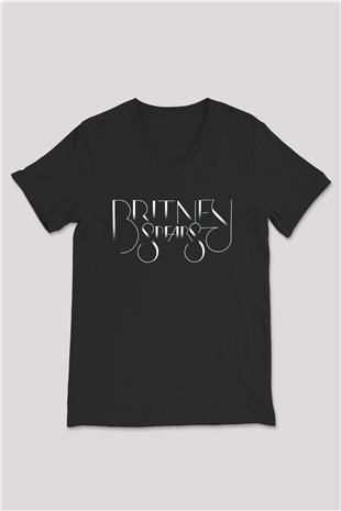 Britney Spears Siyah Unisex V Yaka Tişört T-Shirt