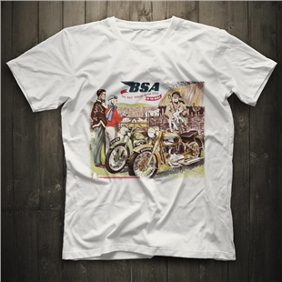 BSA Motors Beyaz Unisex Tişört T-Shirt