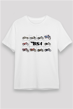 BSA Motors Beyaz Unisex Tişört T-Shirt