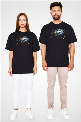 Cadılar Bayramı-Halloween Siyah Unisex Oversize Tişört T-Shirt