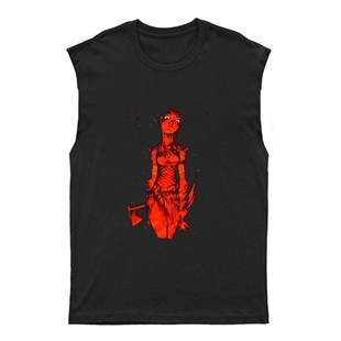 Carrie Siyah Kesik Kol Tişört Unisex Kolsuz T-Shirt