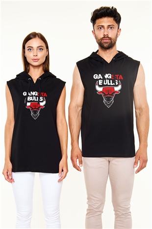 Chicago Bulls Siyah Unisex Kapüşonlu Kolsuz Tişört