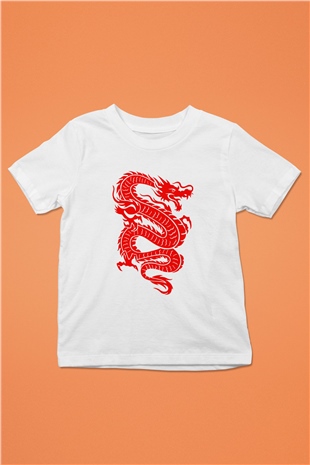 Çin Baskılı Beyaz Unisex Çocuk Tişört