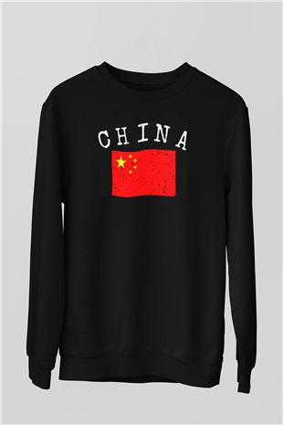 Çin Siyah Unisex Sweatshirt