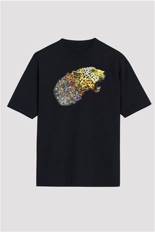 Çita Siyah Unisex Oversize Tişört T-Shirt