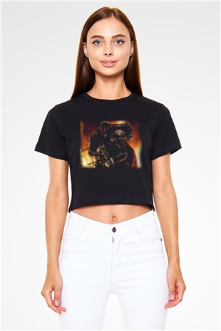 Command and Conquer Siyah Crop Top Tişört