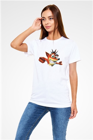 Crash Bandicoot Beyaz Unisex Tişört