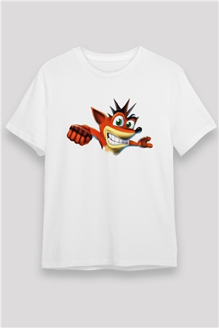 Crash Bandicoot Beyaz Unisex Tişört