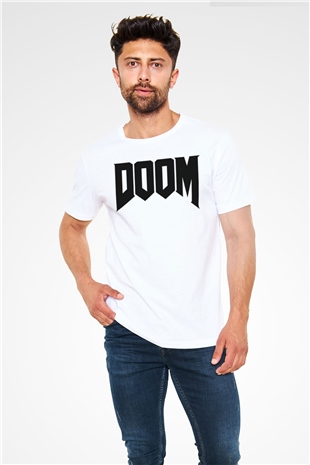 Doom Beyaz Unisex Tişört T-Shirt