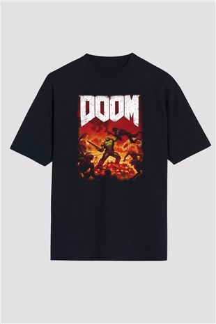 Doom Siyah Unisex Oversize Tişört T-Shirt