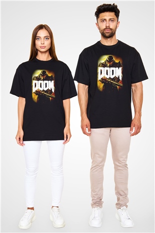 Doom Siyah Unisex Oversize Tişört T-Shirt