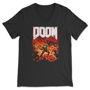 Doom Unisex V Yaka Tişört V Yaka T-Shirt VT7625