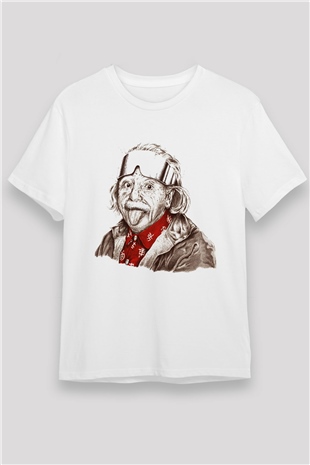Einstein Beyaz Unisex Tişört T-Shirt - TişörtFabrikası