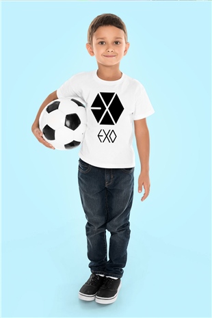 Exo KPop Baskılı Beyaz Unisex Çocuk Tişört