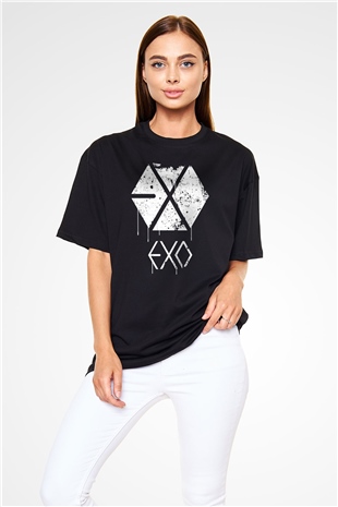 Exo KPop Siyah Unisex Oversize Tişört T-Shirt