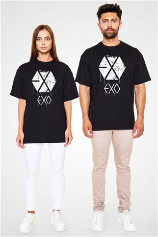 Exo KPop Siyah Unisex Oversize Tişört T-Shirt