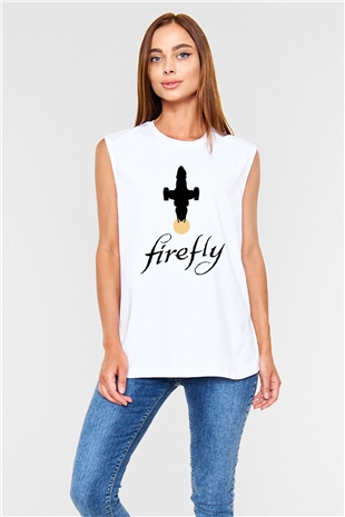 Firefly Beyaz Unisex Kolsuz Tişört