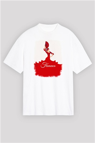 Flamenko Beyaz Unisex Tişört T-Shirt - TişörtFabrikası