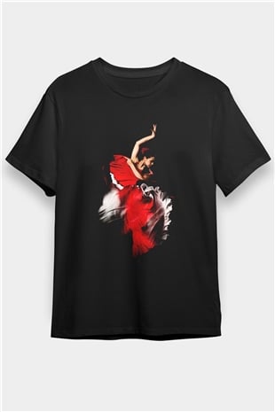 Flamenko Siyah Unisex Tişört T-Shirt - TişörtFabrikası