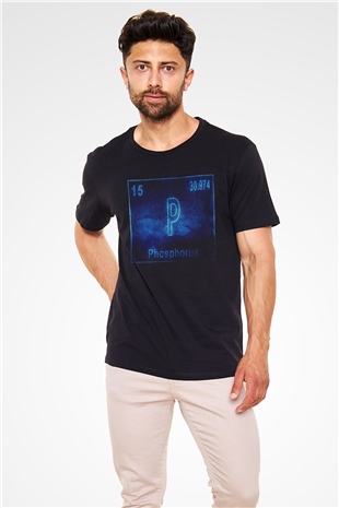 Fosfor Elementi Atom Numarası Baskılı Unisex Siyah Tişört
