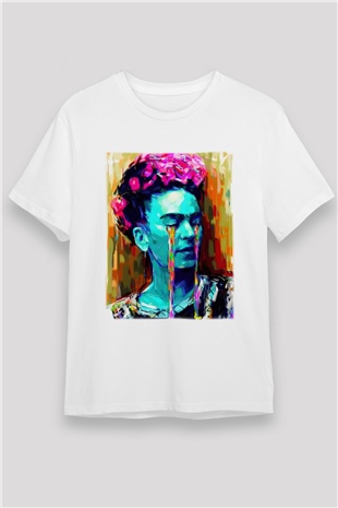 Frida Kahlo Beyaz Unisex Tişört T-Shirt - TişörtFabrikası