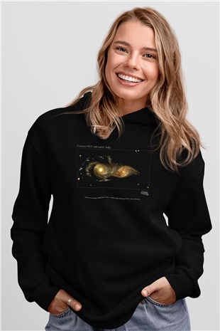 Galaksi Siyah Unisex Kapüşonlu Sweatshirt