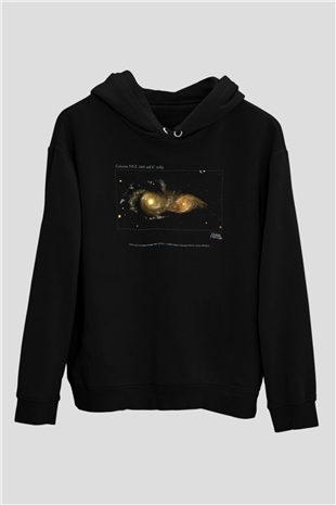 Galaksi Siyah Unisex Kapüşonlu Sweatshirt