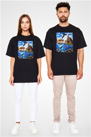 Galapagos Adaları Siyah Unisex Oversize Tişört T-Shirt