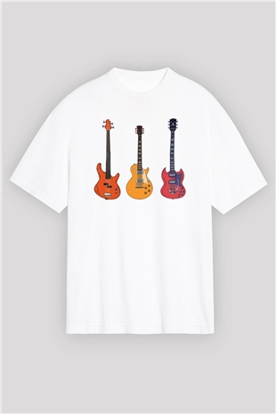 Gitarist Beyaz Unisex Tişört T-Shirt - TişörtFabrikası