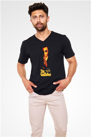 Godfather Siyah Unisex V Yaka Tişört T-Shirt