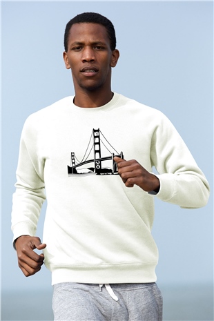 Golden Gate Bridge Beyaz Unisex Sweatshirt