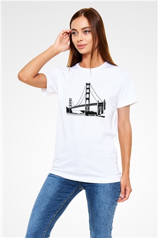 Golden Gate Bridge White Unisex  T-Shirt