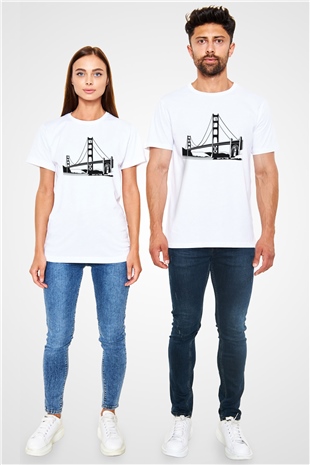 Golden Gate Bridge White Unisex  T-Shirt