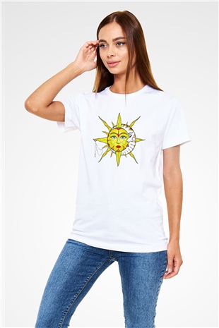 Güneş Beyaz Unisex Tişört T-Shirt - TişörtFabrikası